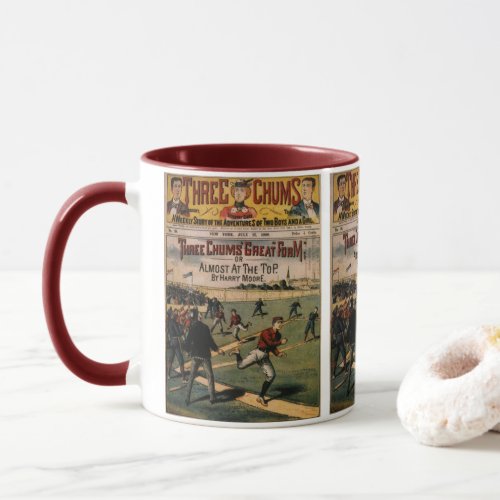 Vintage Sports Baseball Three Chums Magazine Cover Mug