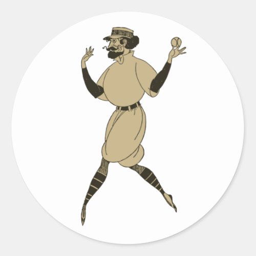 Vintage Sports Baseball Victorian Baseball Player Classic Round Sticker