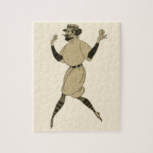 Vintage Sports Baseball, Victorian Baseball Player Jigsaw Puzzle