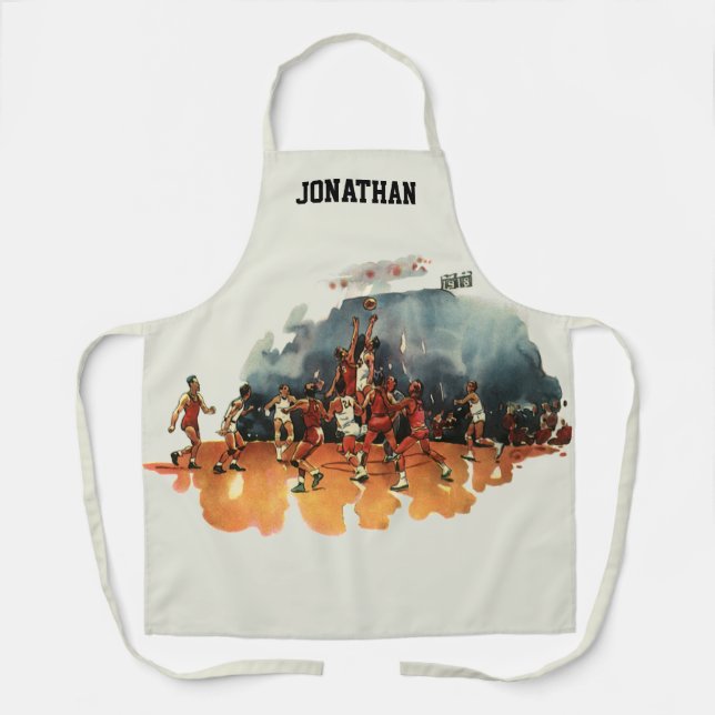 Vintage Sports Basketball Game, Basketball Players Apron (Front)