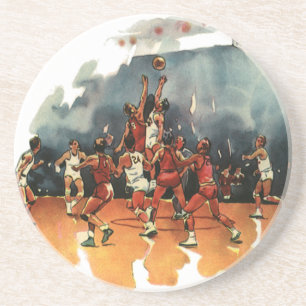 Vintage Sports Basketball Game, Basketball Players Drink Coaster