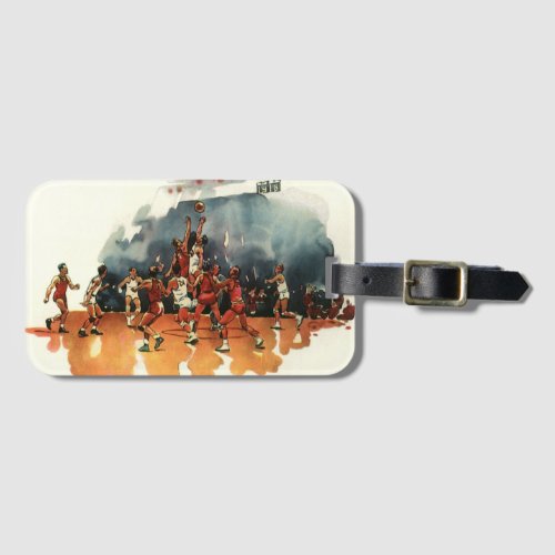 Vintage Sports Basketball Game Basketball Players Luggage Tag