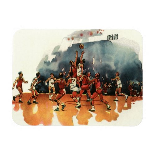 Vintage Sports Basketball Game Basketball Players Magnet
