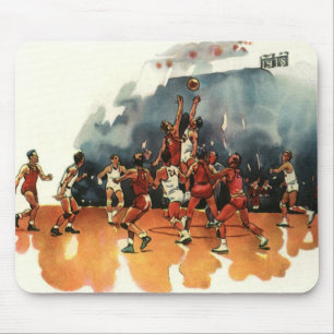 Vintage Sports Basketball Game, Basketball Players Mouse Pad