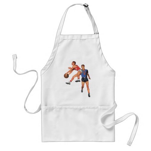 Vintage Sports Basketball Players in a Game Adult Apron