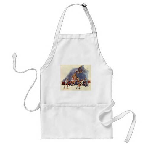 Vintage Sports Basketball Players in a Game Adult Apron