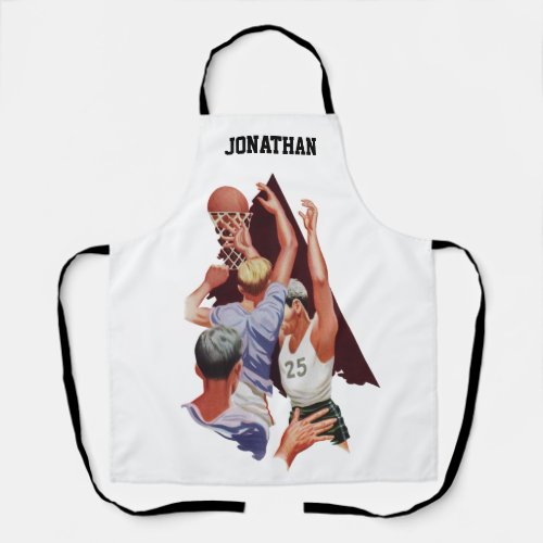 Vintage Sports Basketball Players in a Game Apron