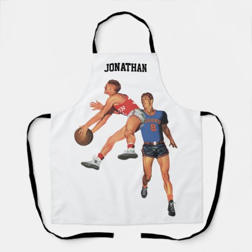 Vintage Sports Basketball Players in a Game Apron