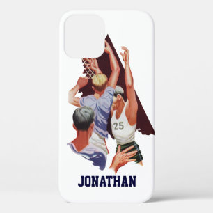 Vintage Sports, Basketball Players in a Game iPhone 12 Case