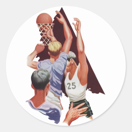 Vintage Sports Basketball Players in a Game Classic Round Sticker