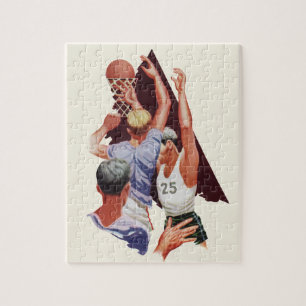 Vintage Sports, Basketball Players in a Game Jigsaw Puzzle