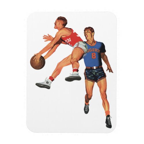 Vintage Sports Basketball Players in a Game Magnet