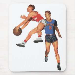 Vintage Sports, Basketball Players in a Game Mouse Pad