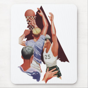Vintage Sports, Basketball Players in a Game Mouse Pad