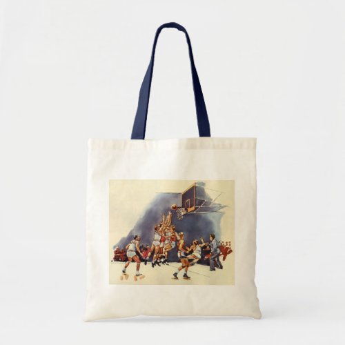 Vintage Sports Basketball Players in a Game Tote Bag