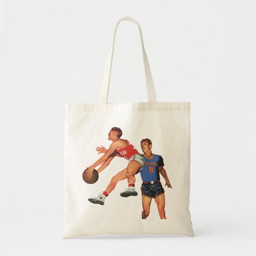 Vintage Sports Basketball Players in a Game Tote Bag
