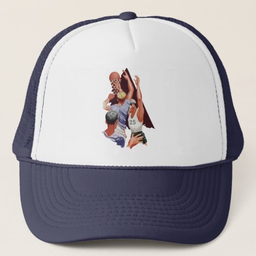 Vintage Sports Basketball Players in a Game Trucker Hat