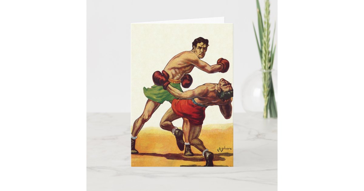 Vintage Sports, Boxers in a Boxing Fight Card | Zazzle.com