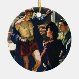 Vintage Sports Boxing, Boxer Leaving the Ring Ceramic Ornament