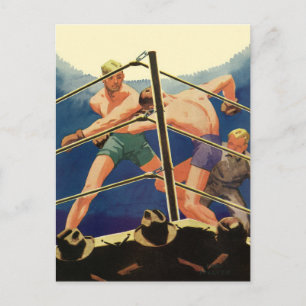 Vintage Sports Boxing, Boxers During a Match Postcard
