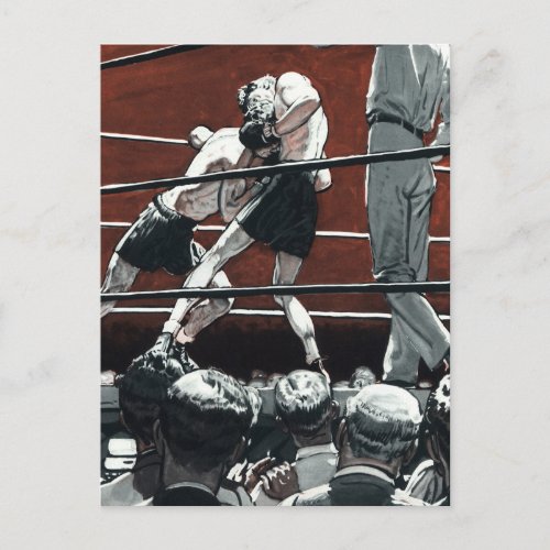 Vintage Sports Boxing Boxers Fight in the Ring Postcard