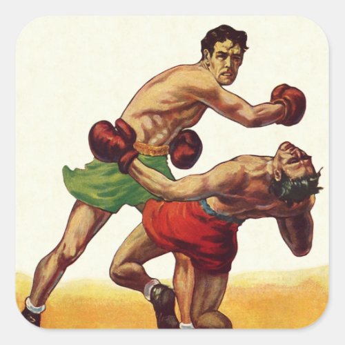 Vintage Sports Boxing Boxers in a Fight Square Sticker