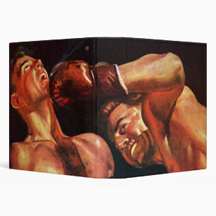 Vintage Sports Boxing, Boxers Punching Fight 3 Ring Binder