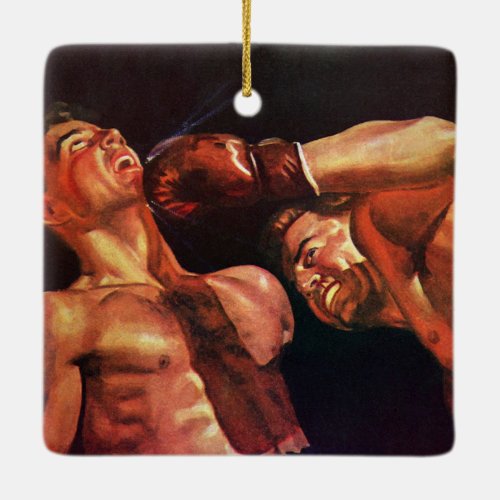 Vintage Sports Boxing Boxers Punching Fight Ceramic Ornament