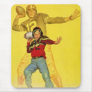 Vintage Sports, Boy as Future Football Quarterback Mouse Pad