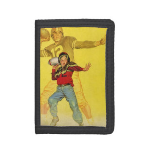 Vintage Sports, Boy as Future Football Quarterback Trifold Wallet