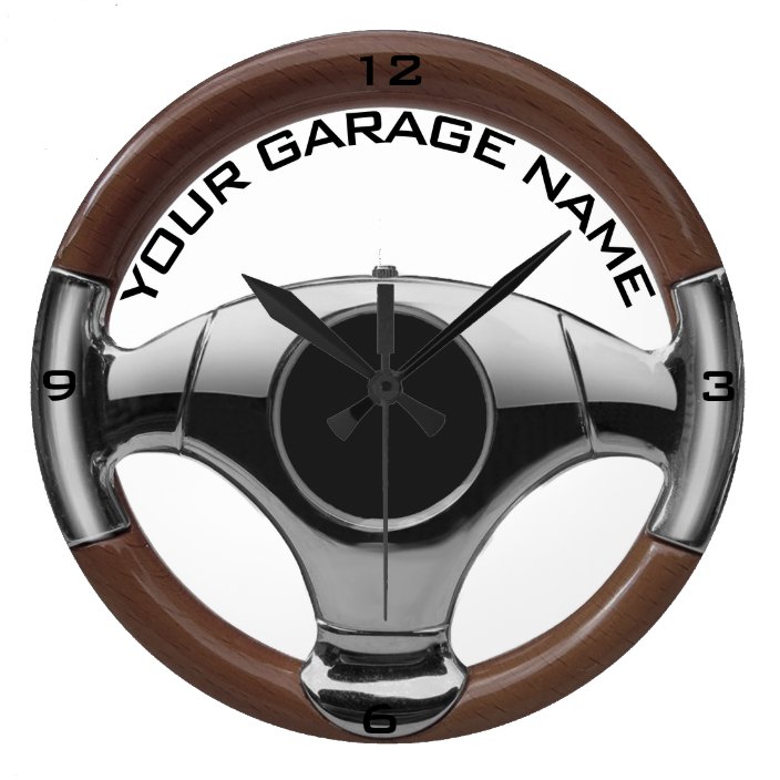 Vintage Sports Car Wood Chrome Steering Wheel 2 Large Clock Zazzle Com