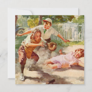 Vintage Sports, Children Play Stickball Baseball