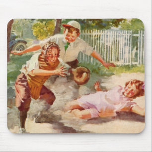 Vintage Sports, Children Play Stickball Baseball Mouse Pad