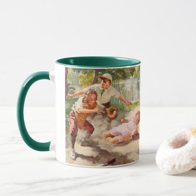 Vintage Sports, Children Play Stickball Baseball Mug (With Donut)