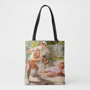 Vintage Sports, Children Play Stickball Baseball Tote Bag