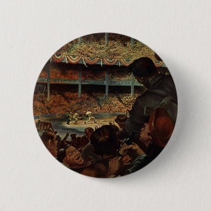 Vintage Sports Fans in a Baseball Stadium Button
