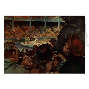 Vintage Sports Fans in a Baseball Stadium Cards