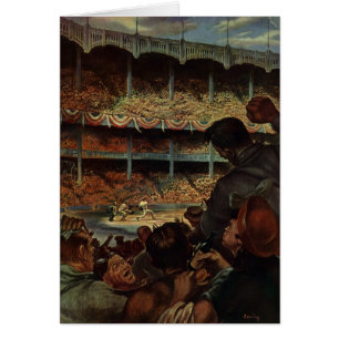 Vintage Sports Fans in a Baseball Stadium Cards