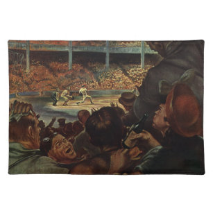 Vintage Sports Fans in a Baseball Stadium Cloth Placemat