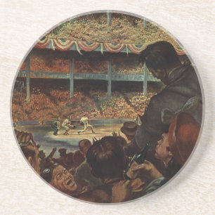 Vintage Sports Fans in a Baseball Stadium Drink Coaster
