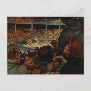 Vintage Sports Fans in a Baseball Stadium Postcard