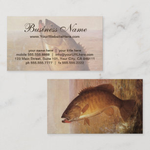 Vintage Sports Fishing, Largemouth Brown Bass Fish Business Card
