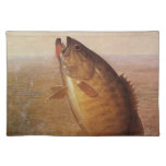 Vintage Sports Fishing, Largemouth Brown Bass Fish Cloth Placemat