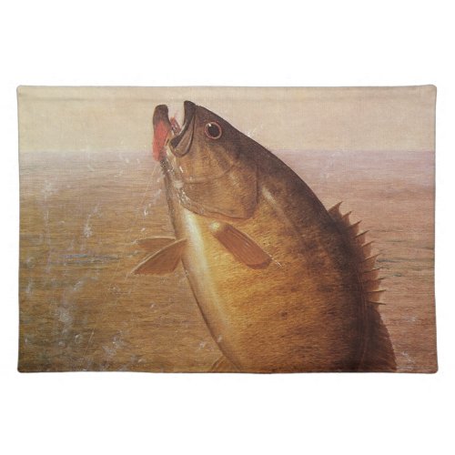 Vintage Sports Fishing Largemouth Brown Bass Fish Cloth Placemat
