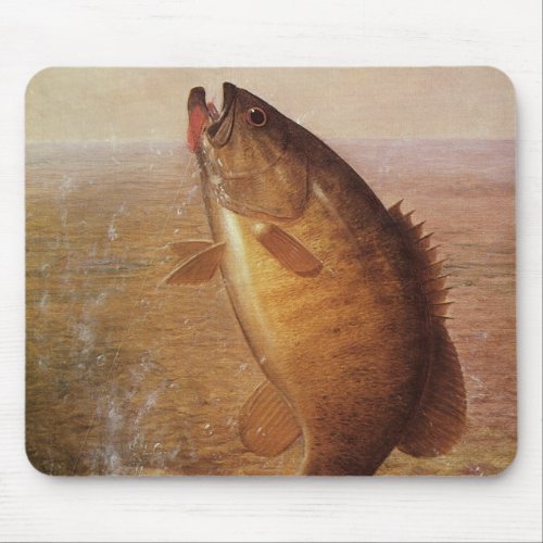 Vintage Sports Fishing Largemouth Brown Bass Fish Mouse Pad