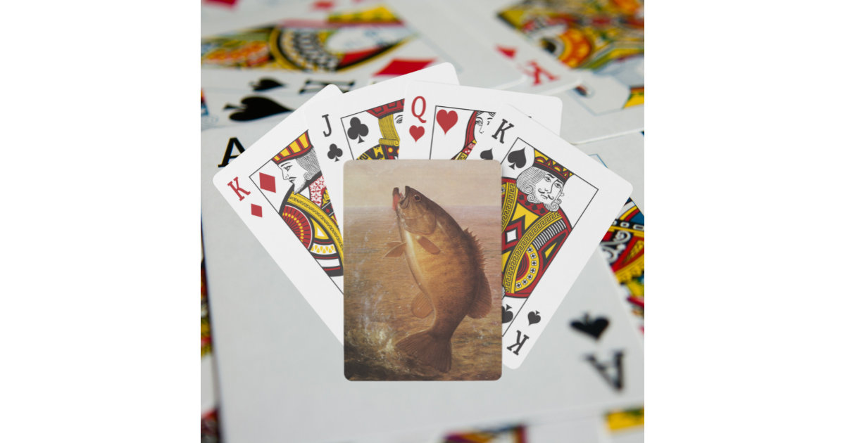 Vintage Sports Fishing, Largemouth Brown Bass Fish Playing Cards
