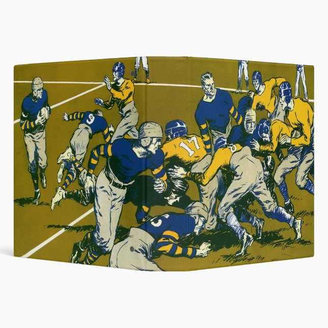 Vintage Sports Football Game, Gold vs. Blue Teams 3 Ring Binder (Background)