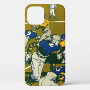 Vintage Sports Football Game, Gold vs. Blue Teams iPhone 12 Case