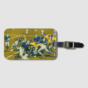 Vintage Sports Football Game, Gold vs. Blue Teams Luggage Tag