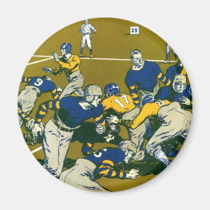 Vintage Sports Football Game, Gold vs. Blue Teams Magnet